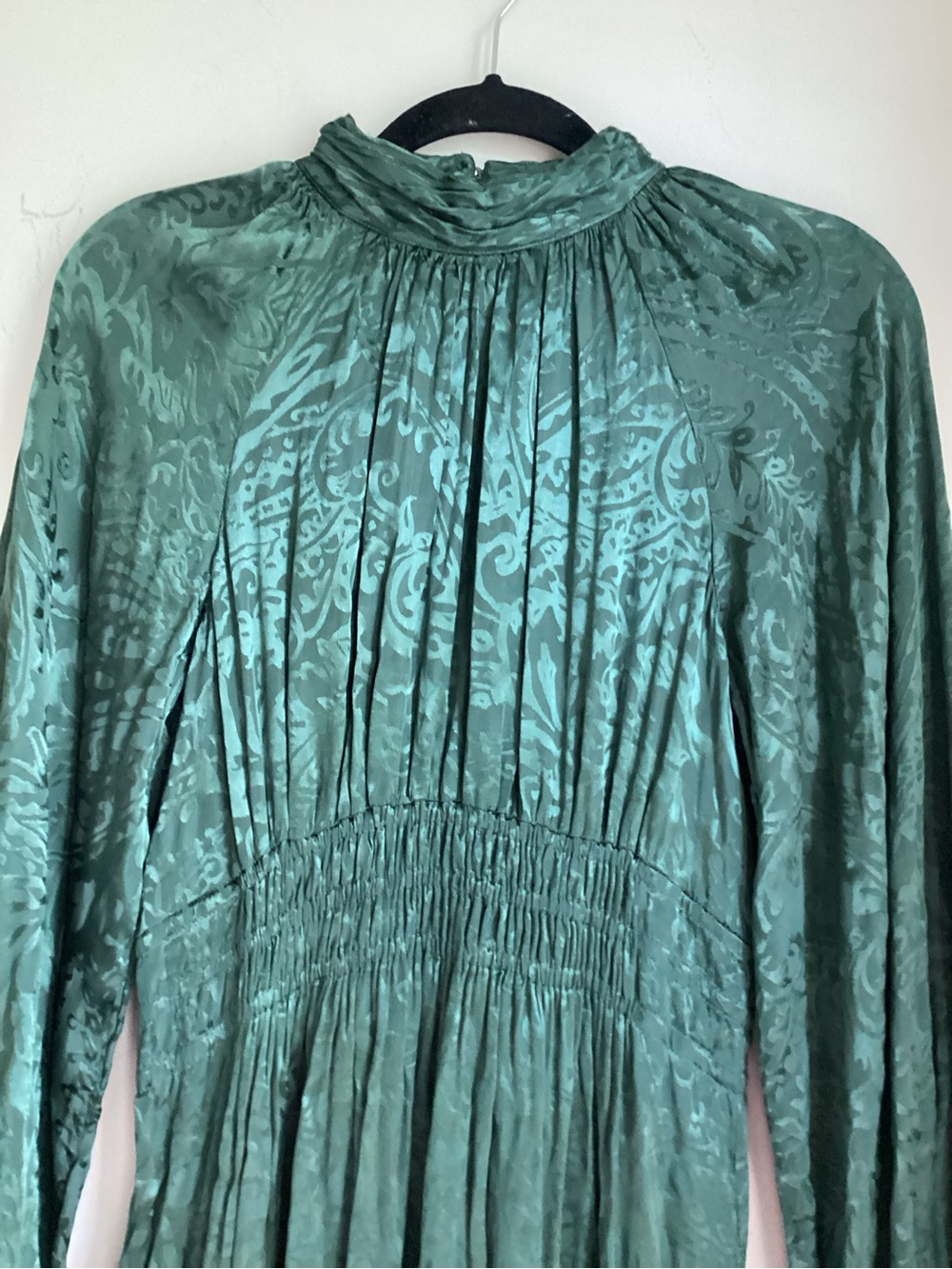Anthropologie The Somerset Maxi Dress Mock-Neck Edition Small Green Tiered - Picture 3 of 16
